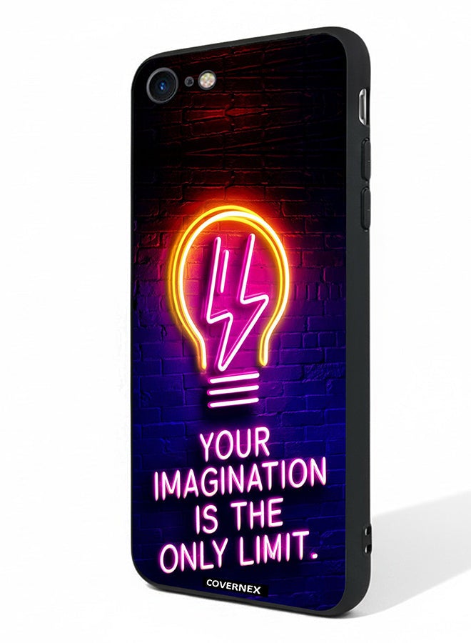 Covernex Apple iPhone 7 Protective Case Cover Printed Featuring Your Imagination Is The Only Limit Neon Lightbulb - Image 1