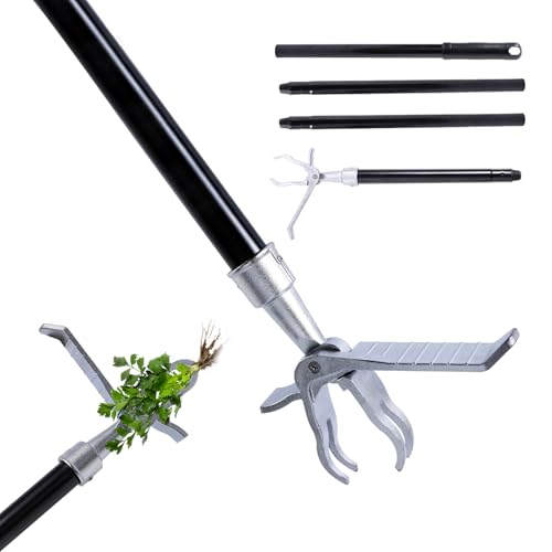 Yocada Weed Puller Tool Stand Up Weed Remover Tool with 4 Claw Steel Head Weeder Tool Long Handle Garden Hand Weeding Tool Easily Remove Weeds Roots Without Bending Pulling Kneeling 6259 - Image 1