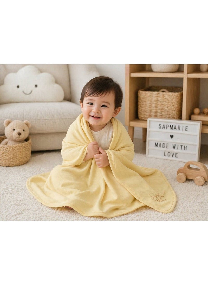 Baby Waffle Blanket, 60% Polyester 40% Cotton, Yellow - Image 2