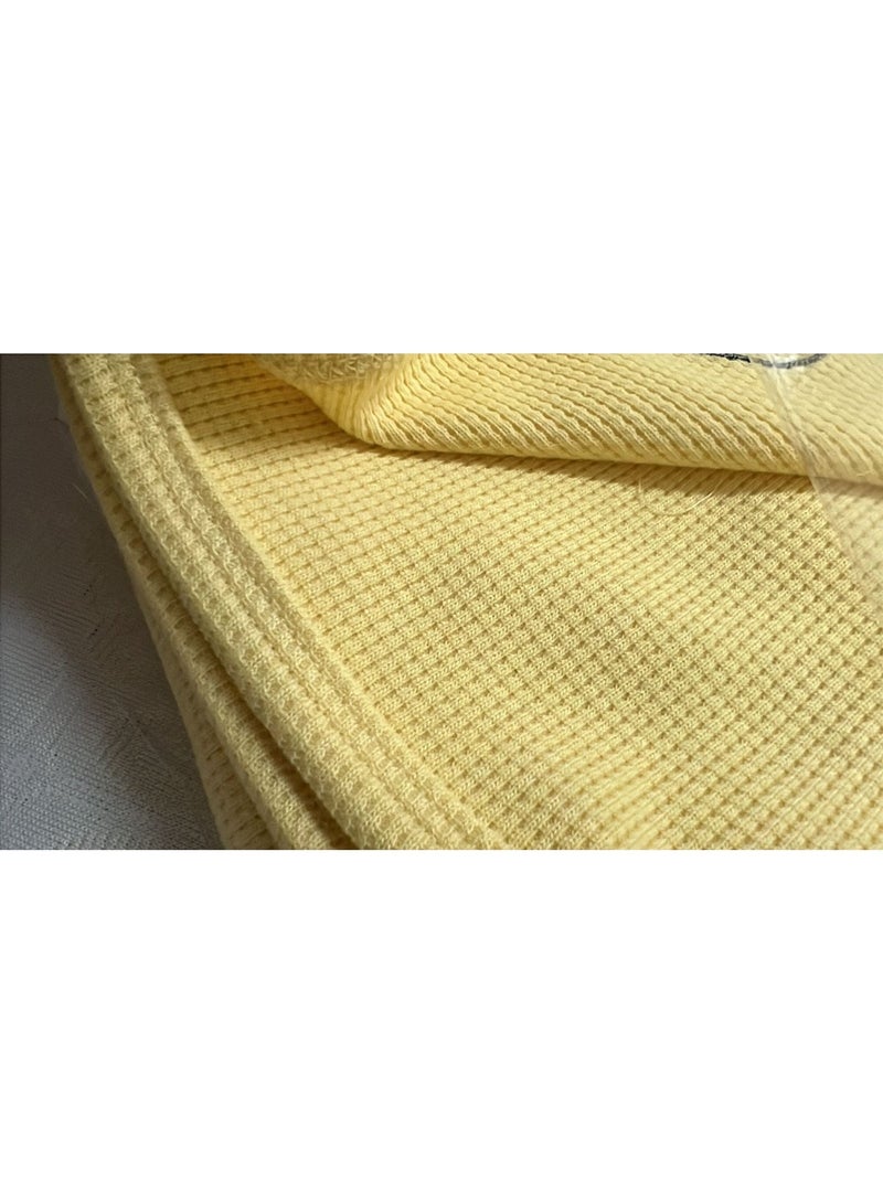 Baby Waffle Blanket, 60% Polyester 40% Cotton, Yellow - Image 4