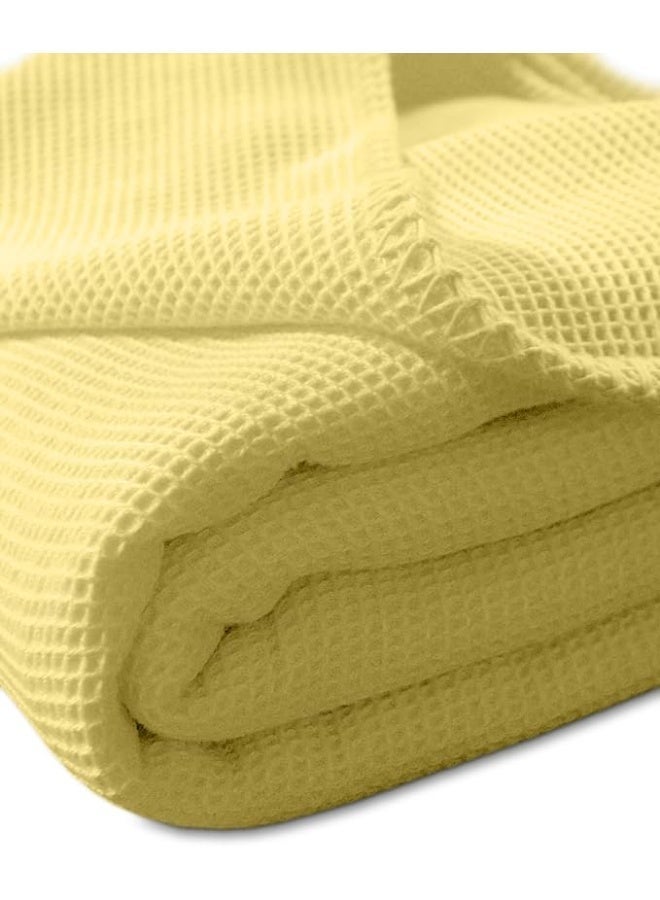 Baby Waffle Blanket, 60% Polyester 40% Cotton, Yellow - Image 3