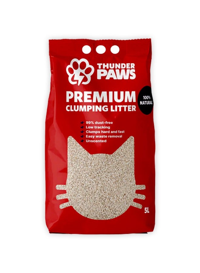 Thunder Paws Premium Clumping Natural Cat Litter - 5L - Image 1