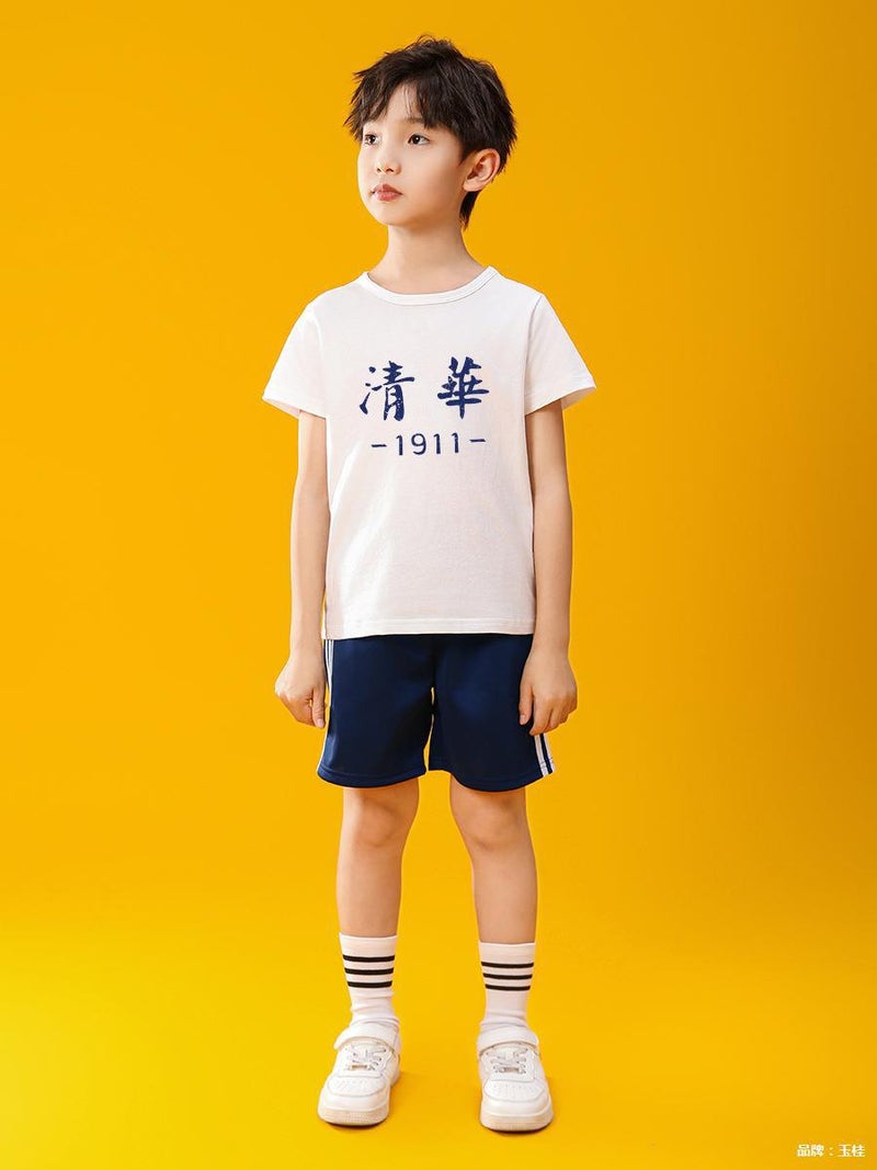 Boys' Summer Thin Mid-Length Shorts, Navy Blue Pants, Red Kindergarten Performance Outfit For June 1St - Image 4