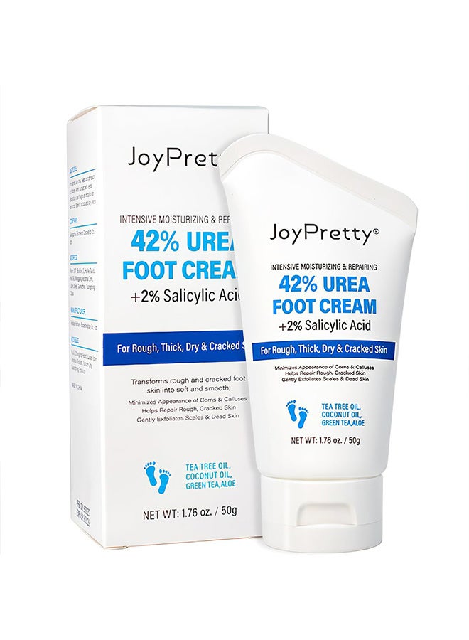 JoyPretty L&Wen Urea Cream 40% with 2% Salicylic Acid, Intensive Repair Treatment for Dry Cracked Heels Feet Knees Elbows Hands, Maximum Strength Deep Moisturizing Foot Cream, Callus Remover 50g  - Image 1
