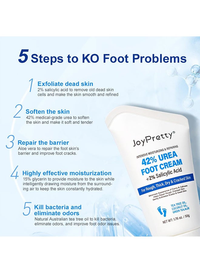 JoyPretty L&Wen Urea Cream 40% with 2% Salicylic Acid, Intensive Repair Treatment for Dry Cracked Heels Feet Knees Elbows Hands, Maximum Strength Deep Moisturizing Foot Cream, Callus Remover 50g  - Image 3