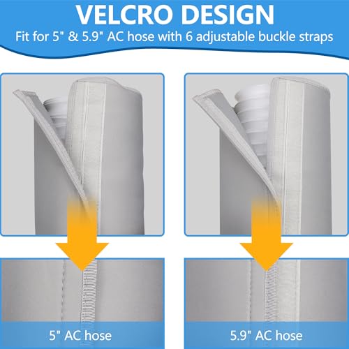 Nuhago 2 Packs Portable Air Conditioner Hose Cover, Portable AC Hose Duct Vent Insulation Sleeve AC Hose Insulated Cover Wrap for 5" & 5.9" Diameter AC Exhaust Hoses Tube for Heat Reduction - Image 3