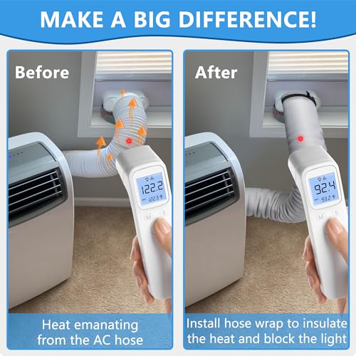 Nuhago 2 Packs Portable Air Conditioner Hose Cover, Portable AC Hose Duct Vent Insulation Sleeve AC Hose Insulated Cover Wrap for 5" & 5.9" Diameter AC Exhaust Hoses Tube for Heat Reduction - Image 5