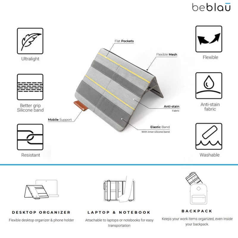beblau Beblau FOLD Portable Electronic Organizer – Attachable Device & Desktop Accessory | Office & Home Organizer | Fits 13"-15" Laptops & A4 Notebooks | Backpack Insert | Personal organizer  - Image 4