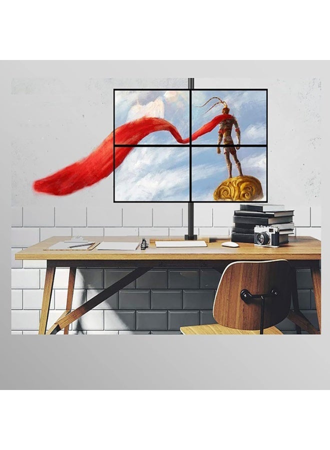 Professional Quad Monitor Desk Mount - Fully Adjustable Heavy-Duty Free-Standing Bracket - Independent Multi-Screen Support System for 4 LCD Displays - Ergonomic Workstation Organizer for Enhanced Productivity - Image 4
