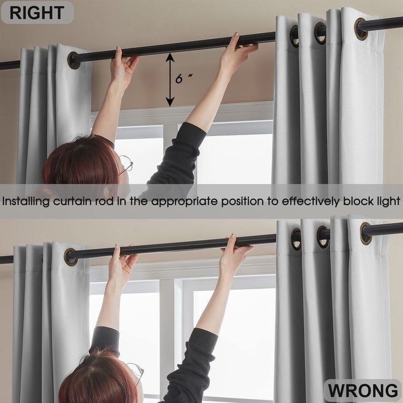 Rutterllow 100% Blackout 330 GSM Curtains  Full Shade 92 Inches Long Complete Drapes for Living Room Thermal Insulated Bedroom Window Treatment Drapes (2Panels Light Gray 52x92inch) - Image 5