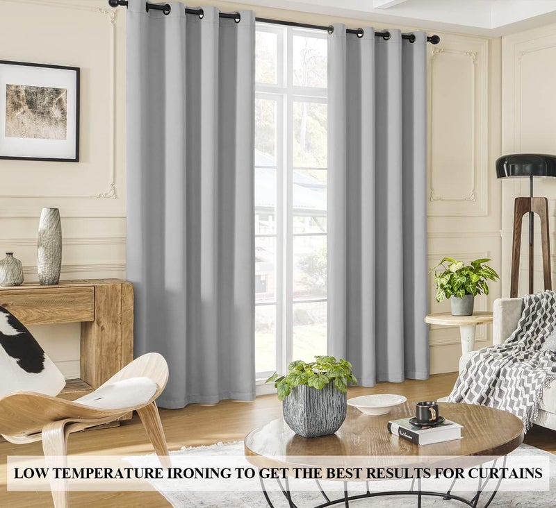 Rutterllow 100% Blackout 330 GSM Curtains  Full Shade 92 Inches Long Complete Drapes for Living Room Thermal Insulated Bedroom Window Treatment Drapes (2Panels Light Gray 52x92inch) - Image 4