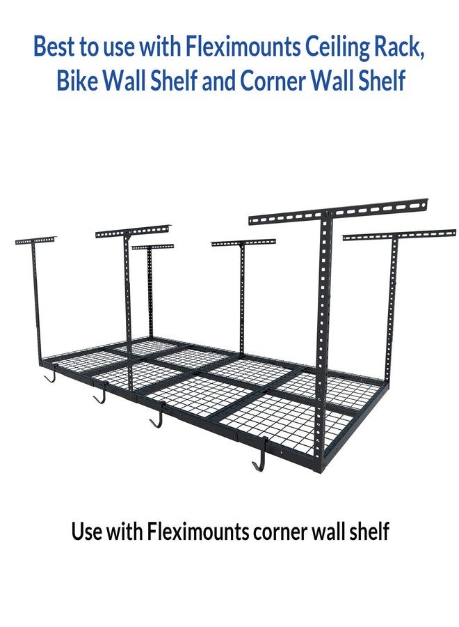 FLEXIMOUNTS 4 Pack Add On Storage Rail Hook Accessory for Ceiling Rack and Wall Shelving, Max Weight Capacity up to 50lbs, Black - Image 5