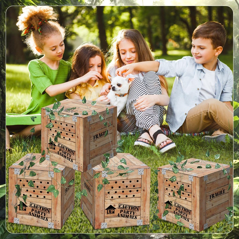 Jiytivity 6 قطع من صناديق حفلات الغابة مقاس 30.48 × 30.48 × 30.48 سم، صناديق حيوانات سفاري، صناديق رسائل لصالح حفلات الغابة، لحفلات استقبال المولود الجديد، تكشف عن الجنس، لوازم أعياد الميلاد، حديقة حيوانات الغابات الاستوائية، هدايا تزيين الحيوانات البرية - Image 5