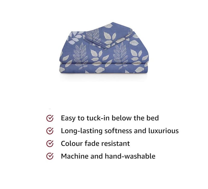 BSB HOME Premium Cotton Feel Single Bedsheet with One Pillow Cover for Coat/Diwan/ 4x6 Bed 180 Tc (152 x 228 cm, Light Grey & White) - Image 3