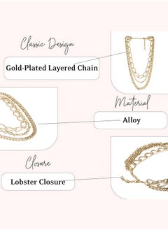 Just Peachy Just Peachy Women's Gold-Plated Layered Chain Necklace – Handcrafted, Elegant Design, Lightweight, and Durable, Perfect for Layering, Versatile Accessory for Casual or Formal Occasions, Skin-Friendly  - Image 3