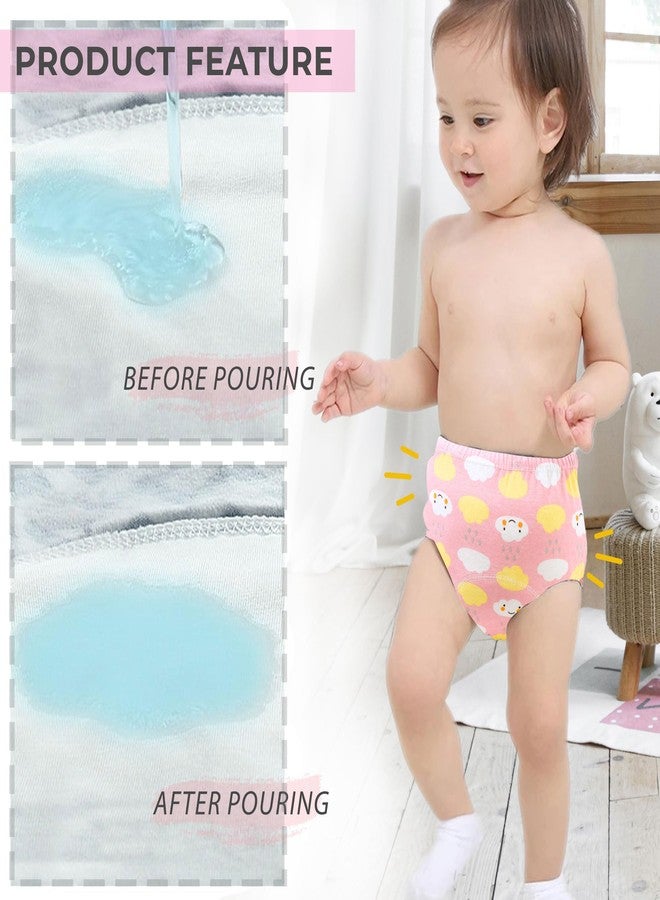Bembika Baby Training Pant - Soft Cotton, Reusable, and Leak-Resistant Potty Training Pants for Kids Padded Underwear for Babies to Support a Smooth Diaper Free Transition (M |12-18 Months Pink Cloud Theme) - Image 4