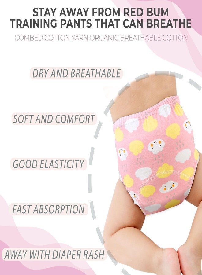 Bembika Baby Training Pant - Soft Cotton, Reusable, and Leak-Resistant Potty Training Pants for Kids Padded Underwear for Babies to Support a Smooth Diaper Free Transition (M |12-18 Months Pink Cloud Theme) - Image 2