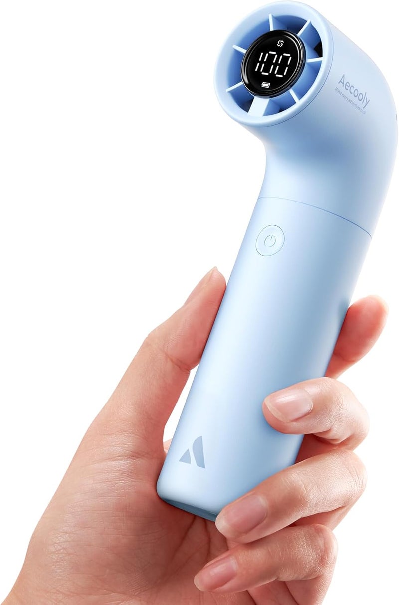 Aecooly Portable Handheld Fan, Powerful Turbo Mini Fan, 16500 RPM High Speed Aero, 14H Max Cooling Time, 5 Speeds Pocket Rechargeable Personal Small Travel GIfts for Women Men -Blue - Image 1