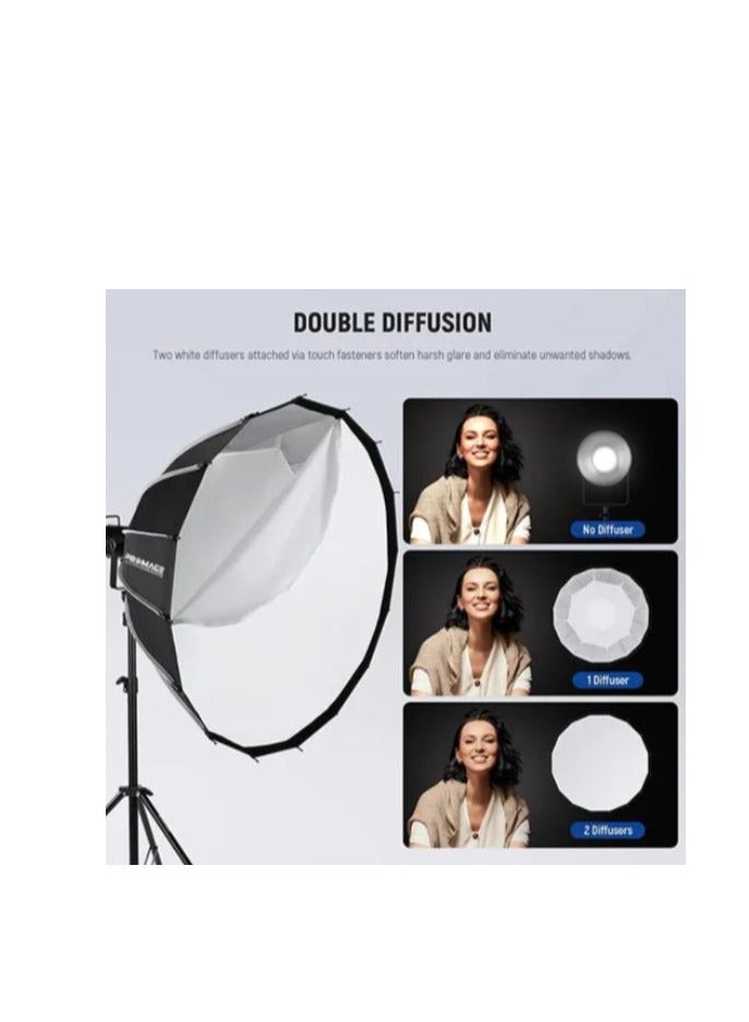 PROMAGE PM-USG59 150CM Quick Folding Umbrella Softbox with Grid – Professional Photography Lighting Modifier for Studio and Outdoor Shoots - Image 2