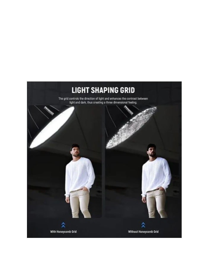PROMAGE PM-USG59 150CM Quick Folding Umbrella Softbox with Grid – Professional Photography Lighting Modifier for Studio and Outdoor Shoots - Image 3