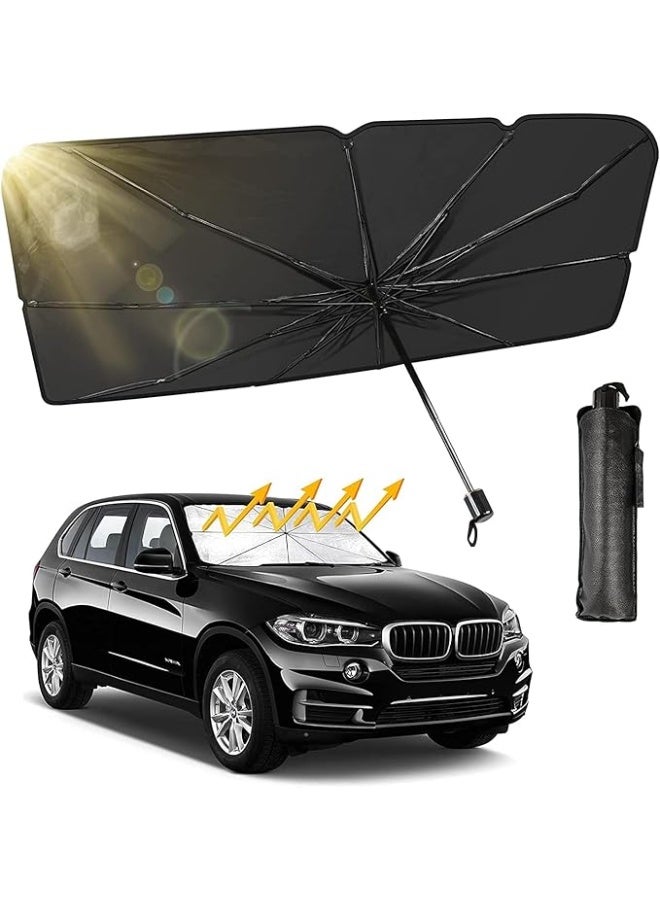 Generic Foldable Car Sunshade – Portable Front Windshield Umbrella Blocks UV Rays to Keep Interior Cool and Protect Accessories, Fits Most Sedans and SUVs  - Image 1