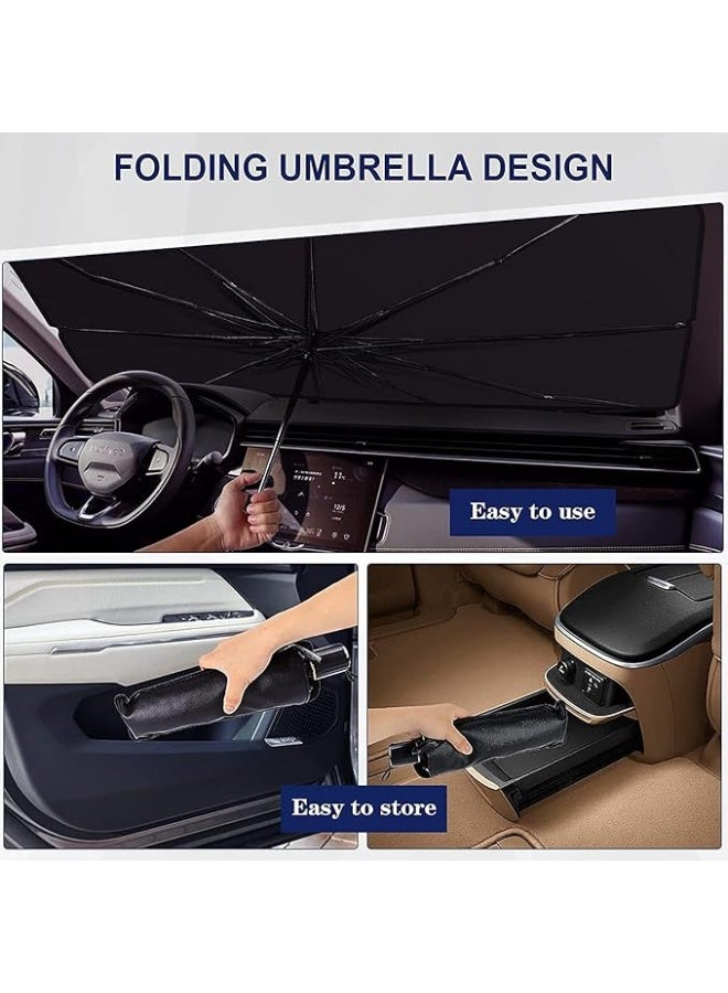 Generic Foldable Car Sunshade – Portable Front Windshield Umbrella Blocks UV Rays to Keep Interior Cool and Protect Accessories, Fits Most Sedans and SUVs  - Image 2