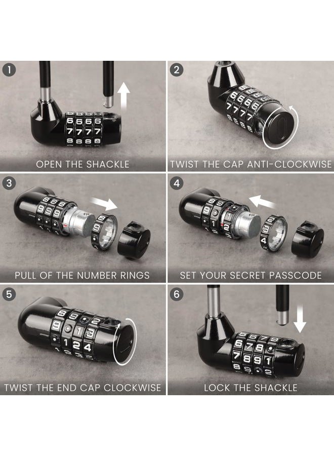 Kurtzy 4 Digit Bicycle Code Lock - 16 cm with Long Handle - Waterproof Bicycle Lock with Reset Code - Electric Scooter, Gates, Mountain Bike, Sport, School, Shed and Lockers - Image 5