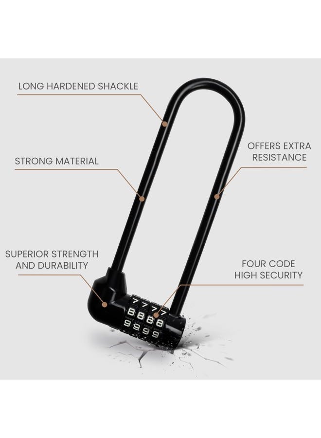 Kurtzy 4 Digit Bicycle Code Lock - 16 cm with Long Handle - Waterproof Bicycle Lock with Reset Code - Electric Scooter, Gates, Mountain Bike, Sport, School, Shed and Lockers - Image 3
