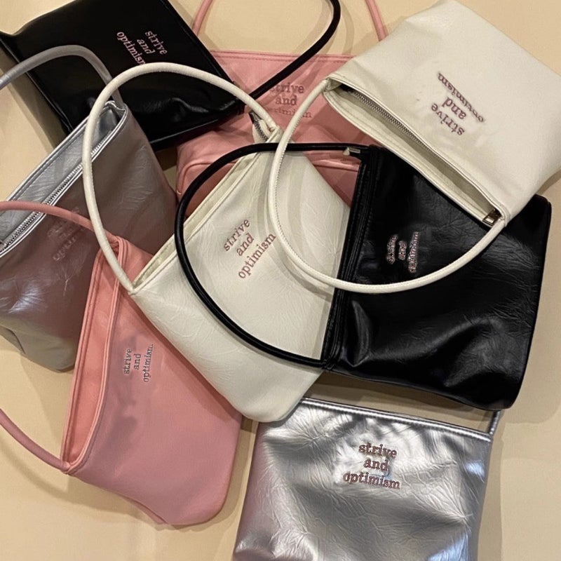 Textured Silver Butterfly Letter Embroidered Handbag Women'S 2025 Korean New Single Shoulder Armpit Bag Tote Bag Trendy - Image 2