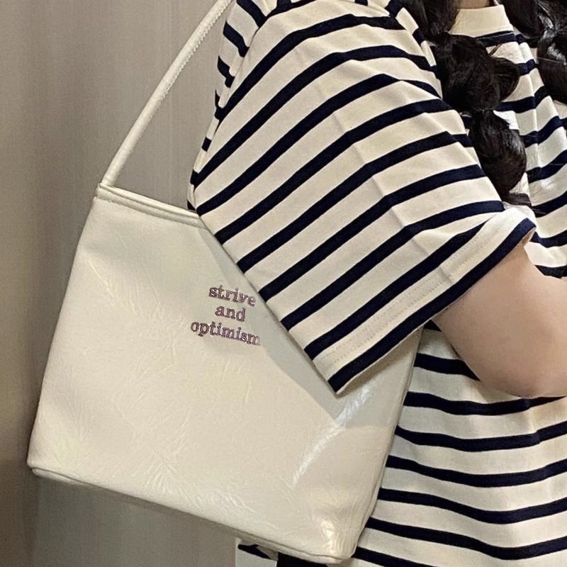 Textured Silver Butterfly Letter Embroidered Handbag Women'S 2025 Korean New Single Shoulder Armpit Bag Tote Bag Trendy - Image 3