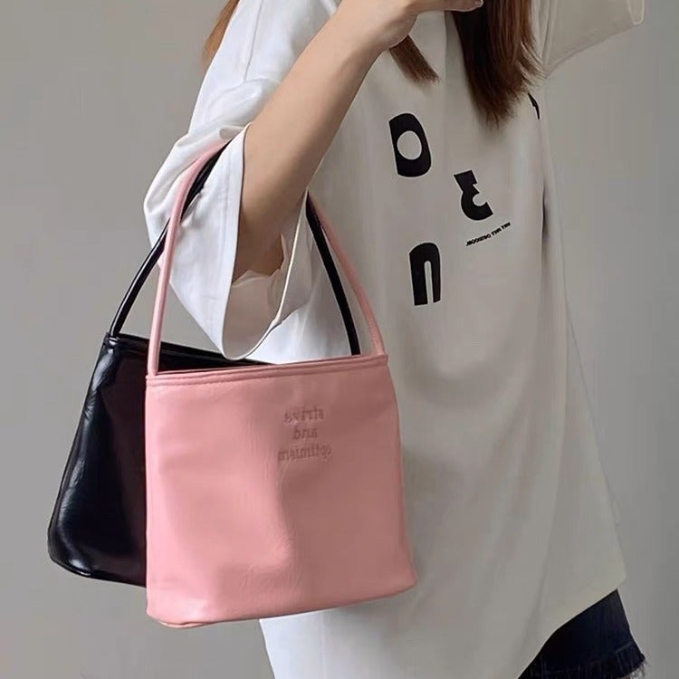 Textured Silver Butterfly Letter Embroidered Handbag Women'S 2025 Korean New Single Shoulder Armpit Bag Tote Bag Trendy - Image 5