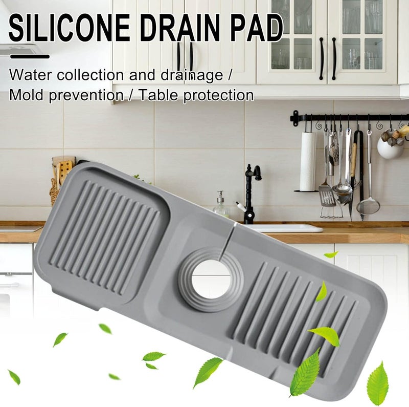comfrt Kitchen Faucet Splash Pad - Silicone Faucet Sink Mat Sink Splash Guard, Sink Drain Pad Behind Faucet, Bathroom Drip Protector Splashback Countertop Protection Faucet Handle Drip - Image 2