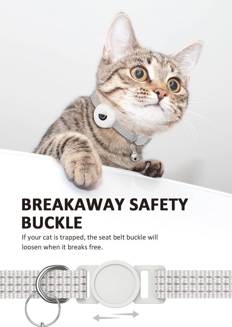 Hoeraonr Apple AirTag Cat Collar, GPS Tracker Kitten Collar with Breakaway Feature, Lightweight and Reflective, Suitable for Cats, Kittens and Puppies (White) - Image 4