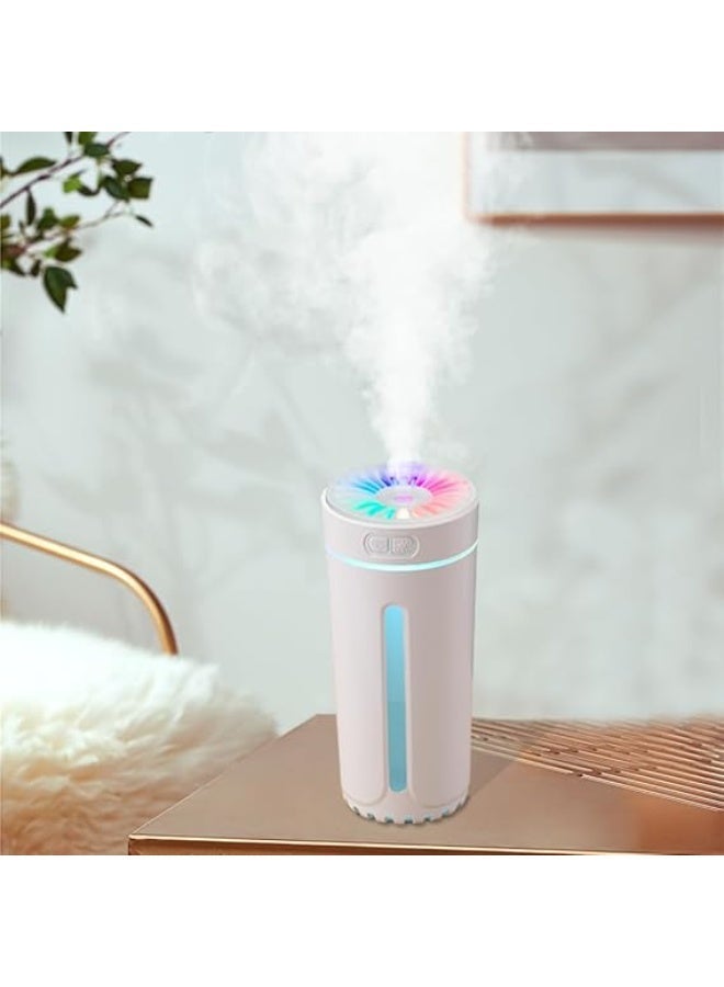 2-in-1 USB Car & Office Humidifier & Essential Oil Diffuser | Compact Cup Holder Design, Colorful LED Night Light, Ultra-Quiet Ultrasonic Cool Mist (Pink) - Image 3