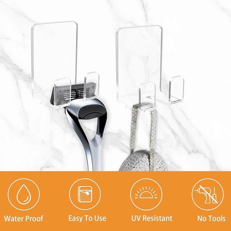 مجموعة حامل شفرة الحلاقة الأكريليكية من 4 قطع، حامل تخزين شفاف مقاوم للماء للحمام والمطبخ - Image 4