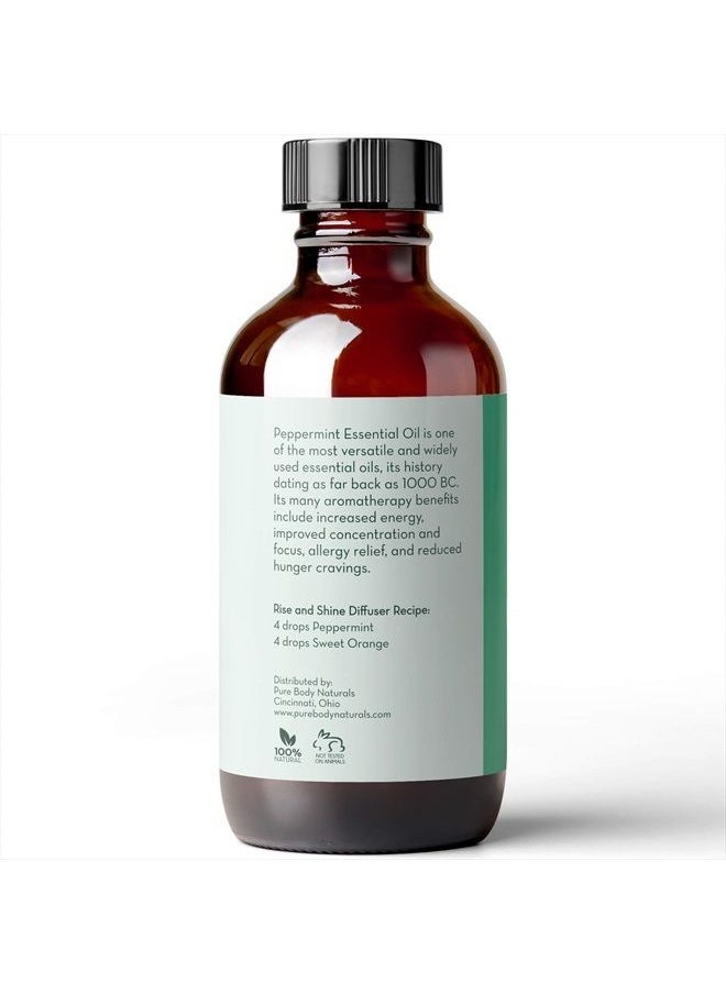 PURE BODY NATURALS Peppermint Essential Oil, 4 Fl Oz - Pure and Undiluted Mentha Piperita Oil, Therapeutic Grade Aromatherapy Oil for Diffuser, Relaxation, Focus, Pain Relief - by Pure Body Naturals  - Image 4