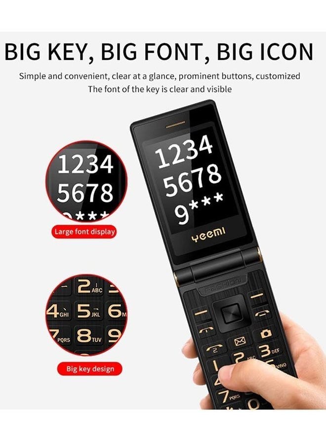 ماركة غير محددة - الهاتف الخليوي القابل للطي لكبار السن شاشة مزدوجة 5900mAh عمر بطارية طويل لوحة مفاتيح كبيرة مكبر صوت عالي الشعلة القوية - Image 1