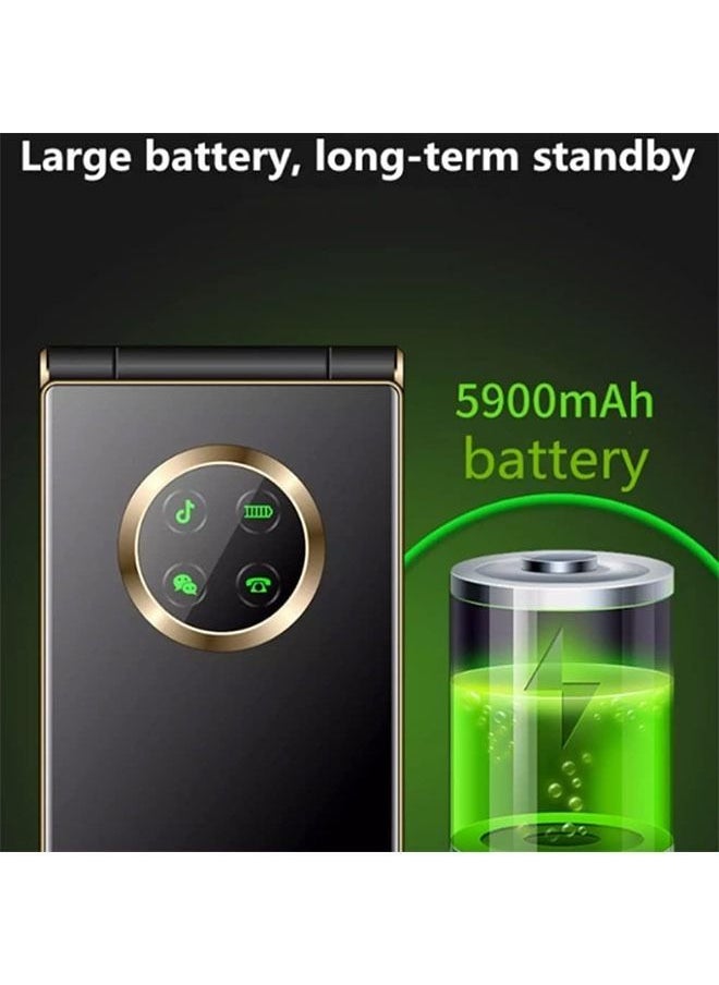 ماركة غير محددة - الهاتف الخليوي القابل للطي لكبار السن شاشة مزدوجة 5900mAh عمر بطارية طويل لوحة مفاتيح كبيرة مكبر صوت عالي الشعلة القوية - Image 1
