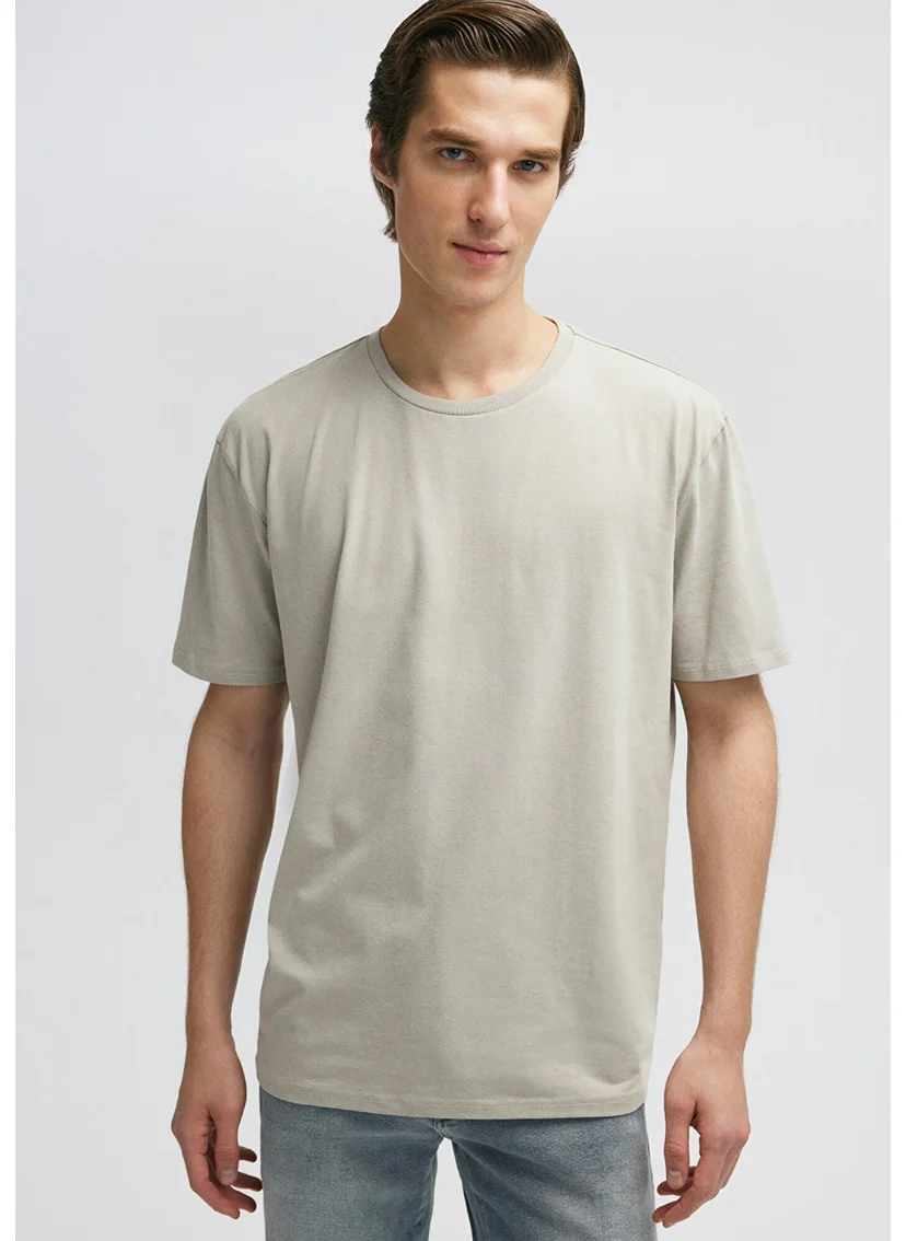 مافي Blue Men's Crew Neck Gray Basic T-Shirt 0610136-70100