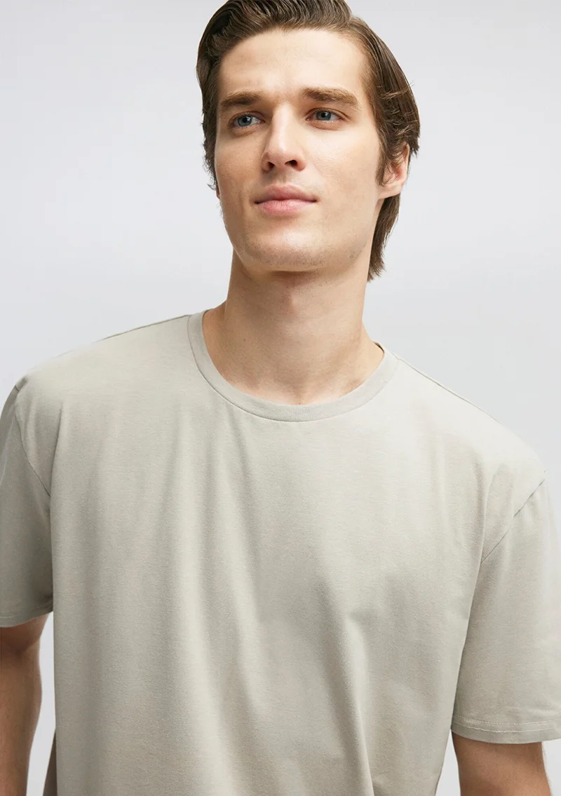 مافي Blue Men's Crew Neck Gray Basic T-Shirt 0610136-70100
