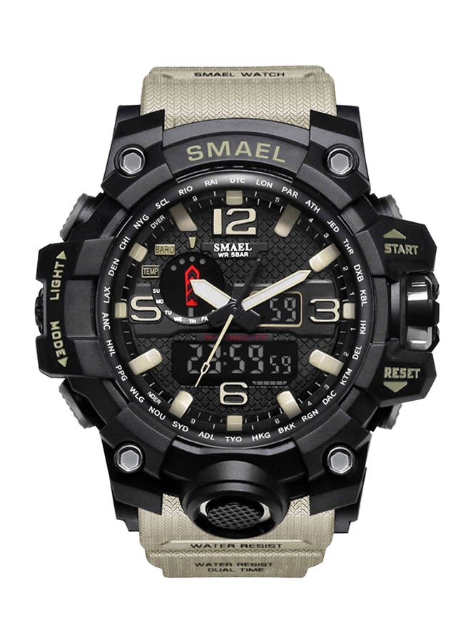 سميل ساعة يد رقمية وبعقارب وسوار من البلاستيك مقاومة للماء طراز Ws1545