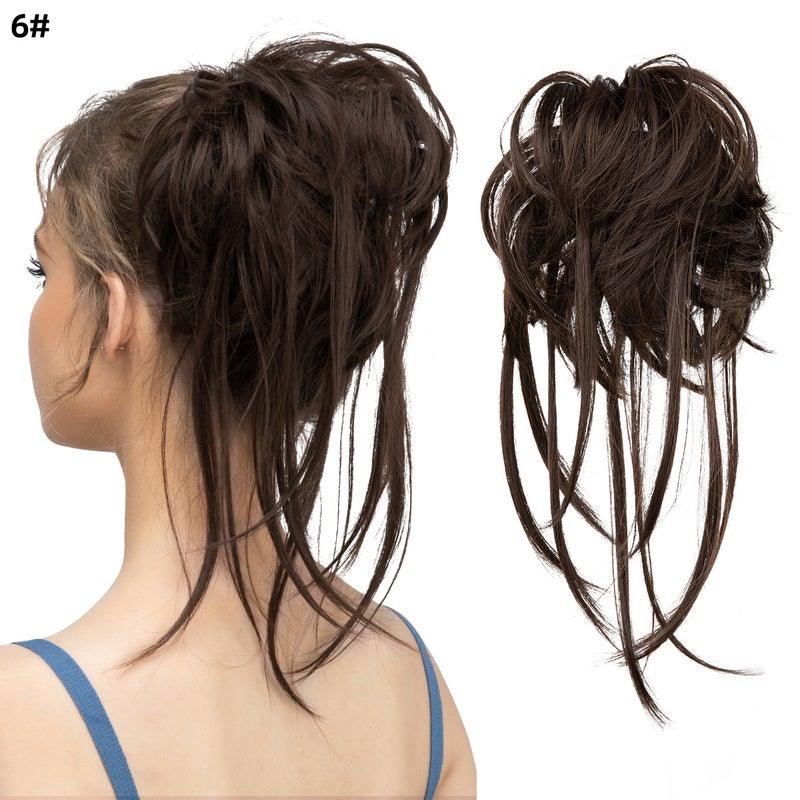 Generic Foreign trade Europe and the United States  wig hair ring long beard fluffy natural female headdress dish hair ball hair bag hair bun6# 6#