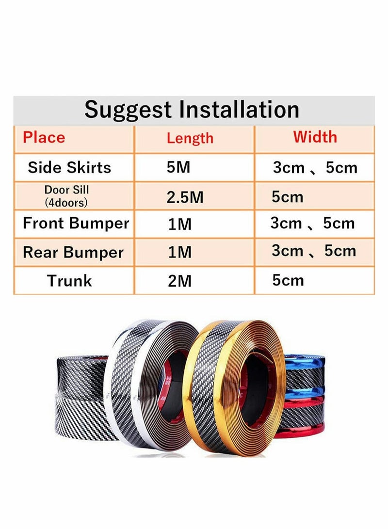 KASTWAVE Car Door Entry Guards Protector, Universal Carbon Fibre Flexible Self-Adhesive Car Door Sill Sticker for Car SUV Truck Door Entry Guards [5300cm / 2118"(WL), Silver] - Image 3