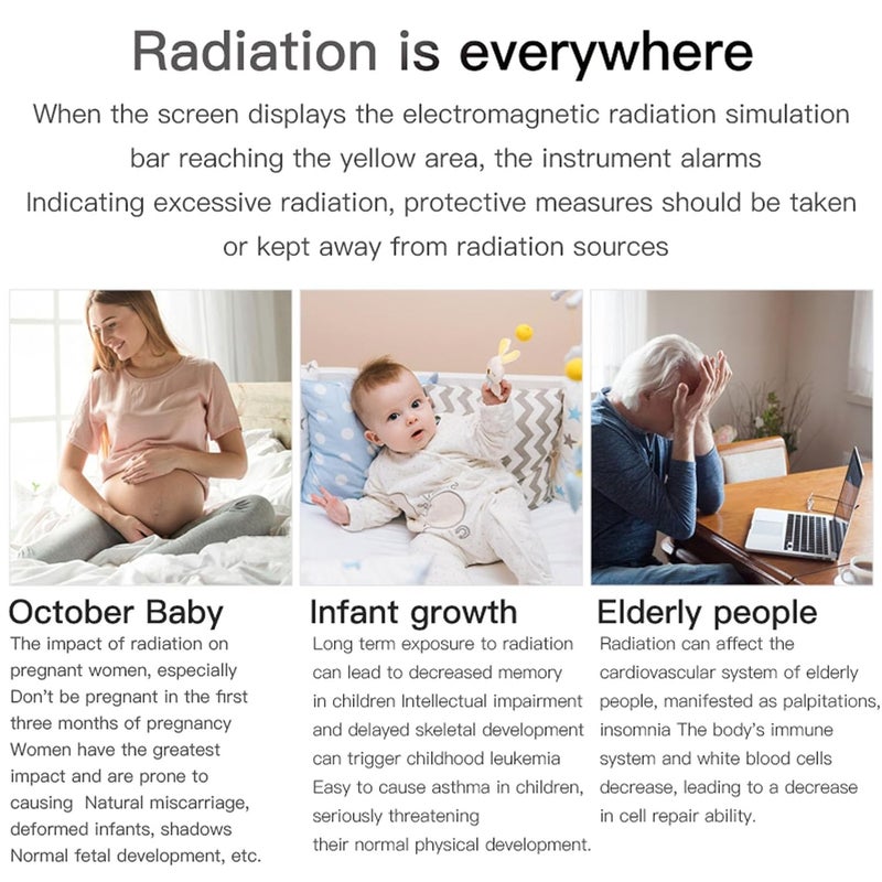 كاشف المجالات الكهرومغناطيسية عالي الحساسية 30 ميجاهرتز إلى 8 جيجاهرتز مع شاشة ملونة للمحاور XYZ ومقياس إشعاع قابل لإعادة الشحن - Image 5