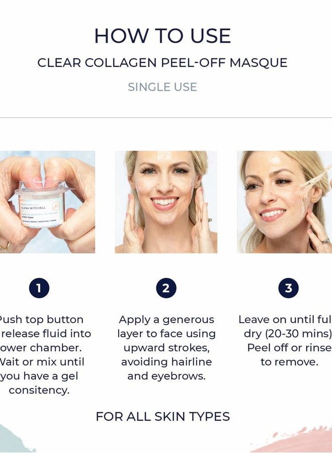 Alana Mitchell Anti Aging Peel Off Collagen Face Mask For All Skin Types Instantly Reduces Wrinkles & Fine Lines - Tightening Firming Smoothing & Toning - All Natural (Two Pack) - Image 4