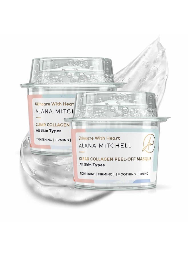Alana Mitchell Anti Aging Peel Off Collagen Face Mask For All Skin Types Instantly Reduces Wrinkles & Fine Lines - Tightening Firming Smoothing & Toning - All Natural (Two Pack) - Image 1
