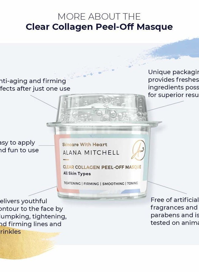 Alana Mitchell Anti Aging Peel Off Collagen Face Mask For All Skin Types Instantly Reduces Wrinkles & Fine Lines - Tightening Firming Smoothing & Toning - All Natural (Two Pack) - Image 3