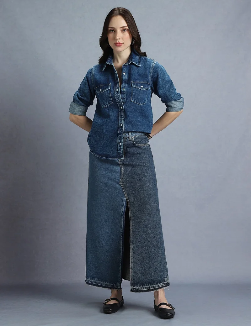 inkd قميص جينز نسائي – ملابس مريحة يومية