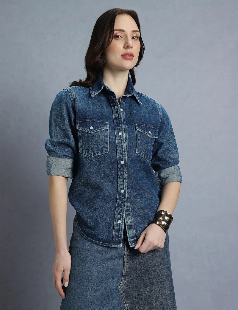 inkd قميص جينز نسائي – ملابس مريحة يومية