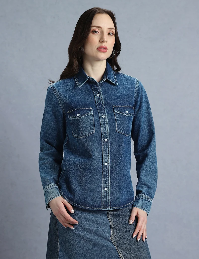 اي ان كي دي  قميص جينز نسائي – ملابس مريحة يومية